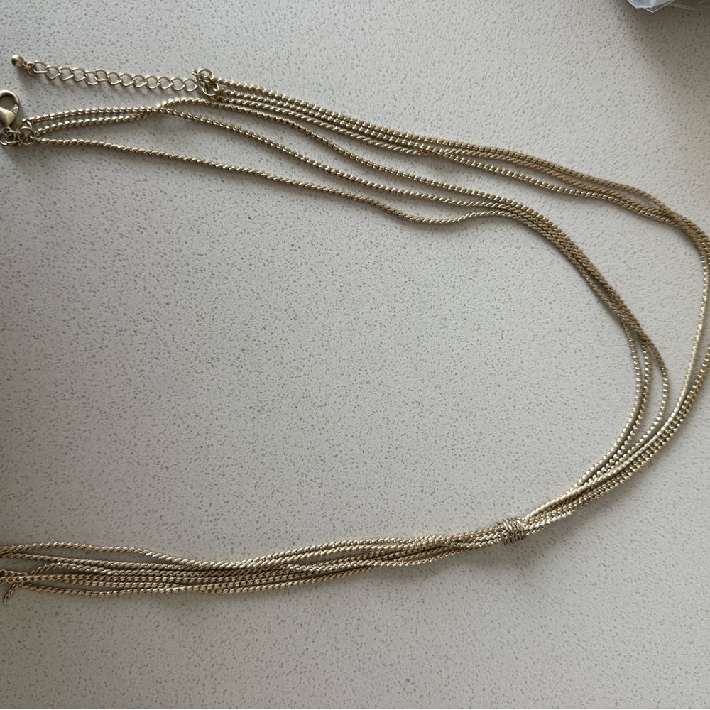 Elegant Gold Multi-Strand Lariat Necklace